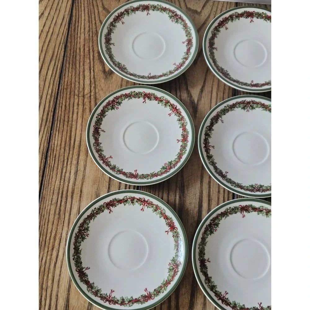 Christopher Radko Traditions Holiday Celebrations Christmas Saucers Set Of 6